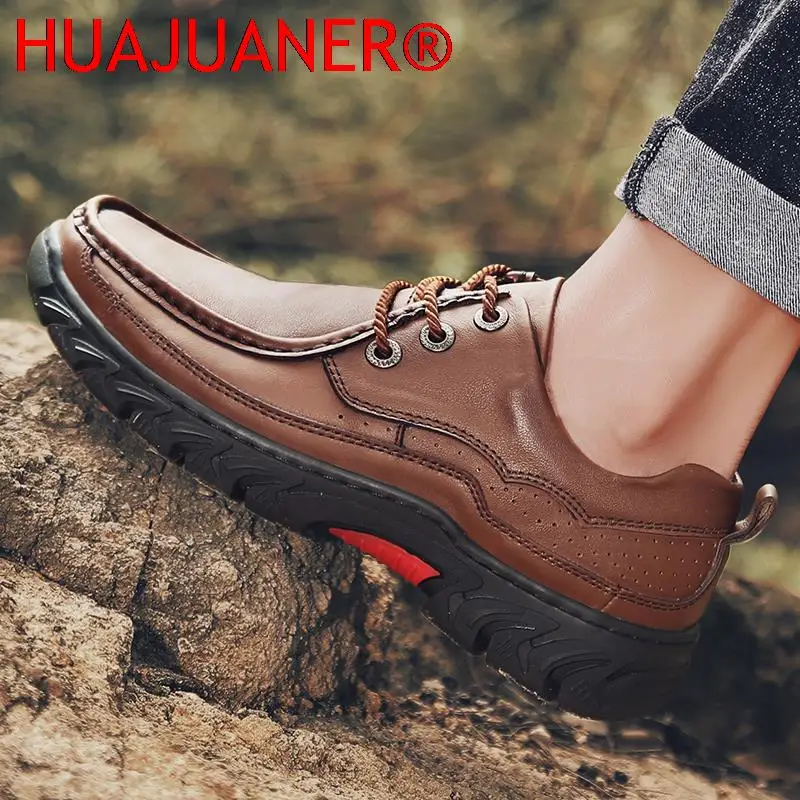 

Mens Shoes Casual Tooling Genuine Leather Sneakers Men Comfortable Outdoor Shoes High Quality Male Gents Lace-up Luxury Footwear