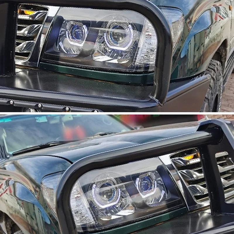 Фото Для Toyota LC100 Land Cruiser 4500: Полный светодиодный блок фар, биксеноновые линзы-проекторы 4700, U-образные дневные ходовые огни №1