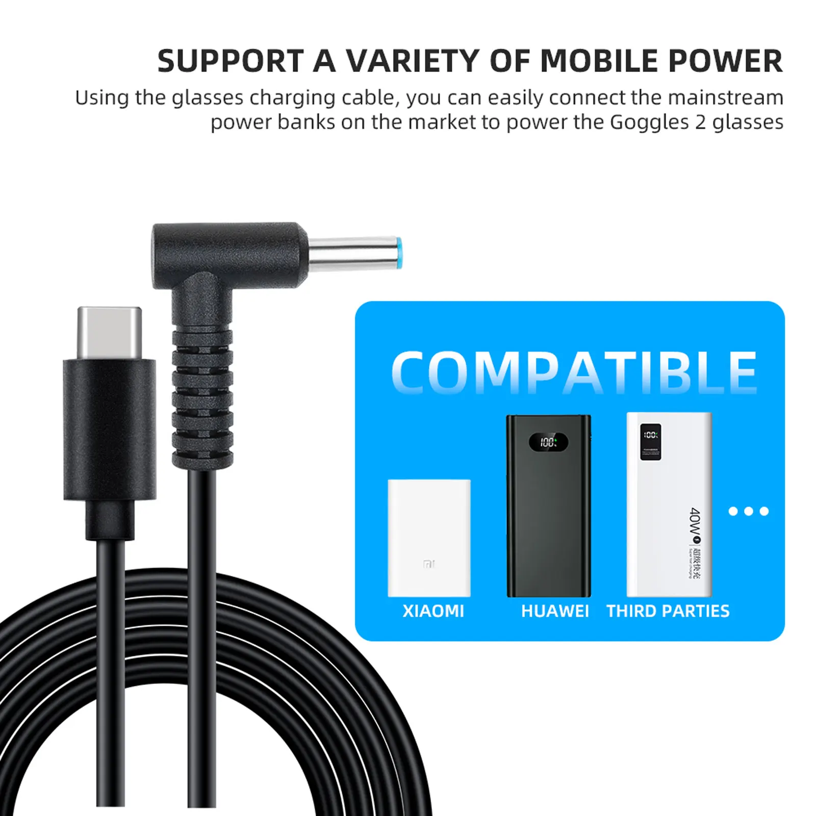 

1.3M Battery Power Supply Line for DJI Avata FPV Combo Goggles V2 Flying Glasses Charging Cable for DJI FPV Portable Accessories