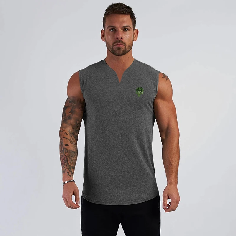 

Summer Tank Top Bodybuilding Fitness Gyms Shirt Breathable V-neck Tank Top Men Gyms Jogging-clothing Stringer Training Shirt