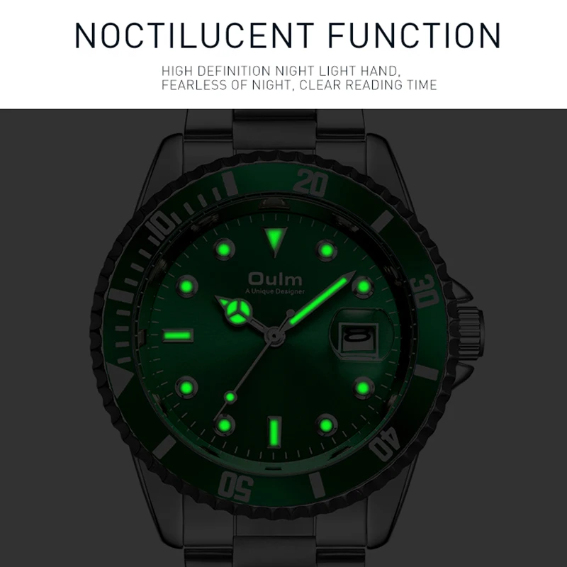 Часы OULM Мужские деловые роскошные модные светящиеся водонепроницаемые наручные