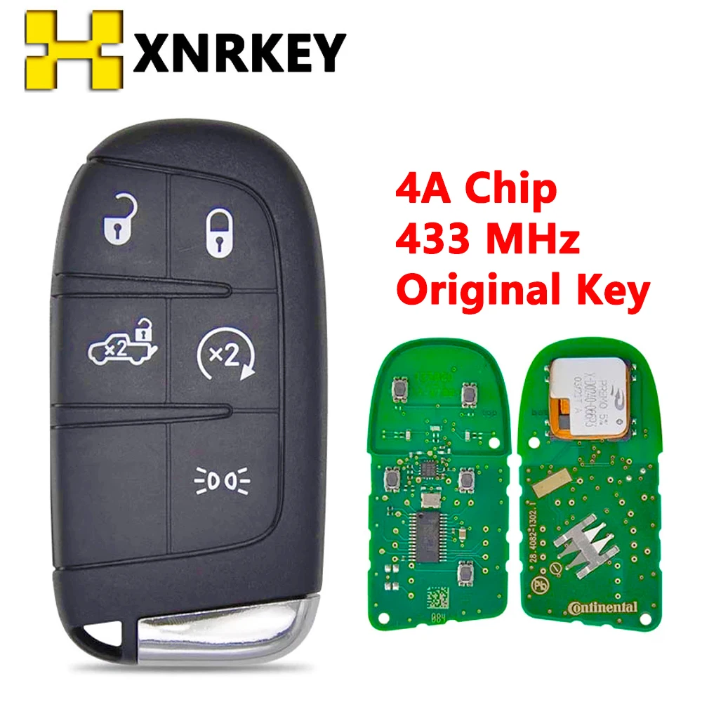 

Оригинальный Автомобильный ключ XNRKEY для Fiat 500, 500L, 500X, 2016 + дистанционный смарт ключ-брелок, автомобильное управление, 433 МГц, 4A, чип SIP22, лезвие