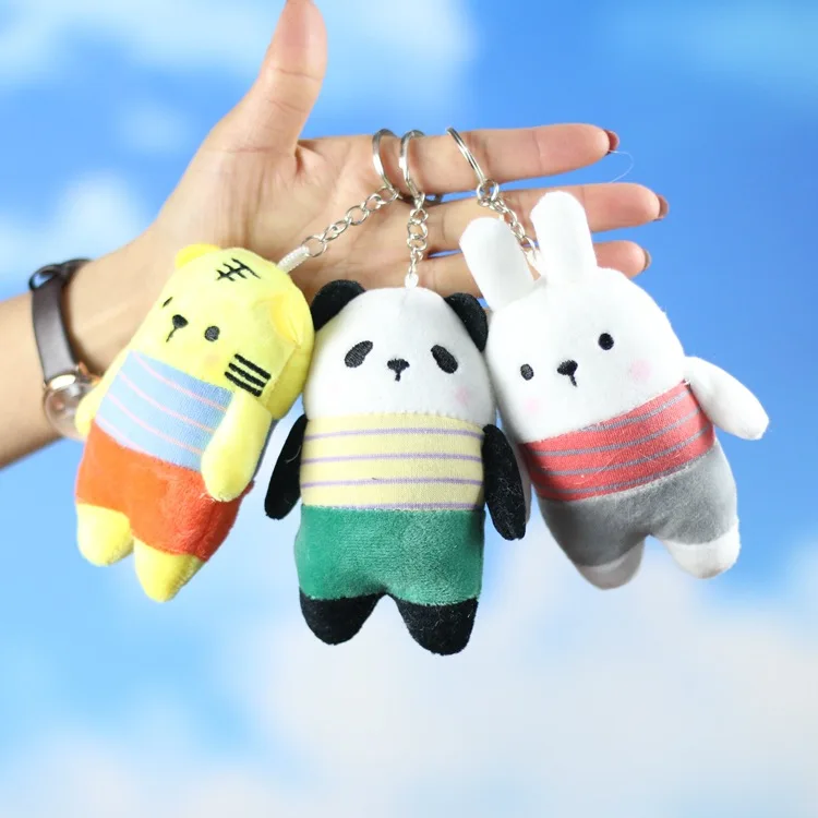 

Новинка 2021, мультяшная милая маленькая плюшевая игрушка-животное, кукла в полоску, футболка, пара медведей, кавайная плюшевая игрушка, мягки...