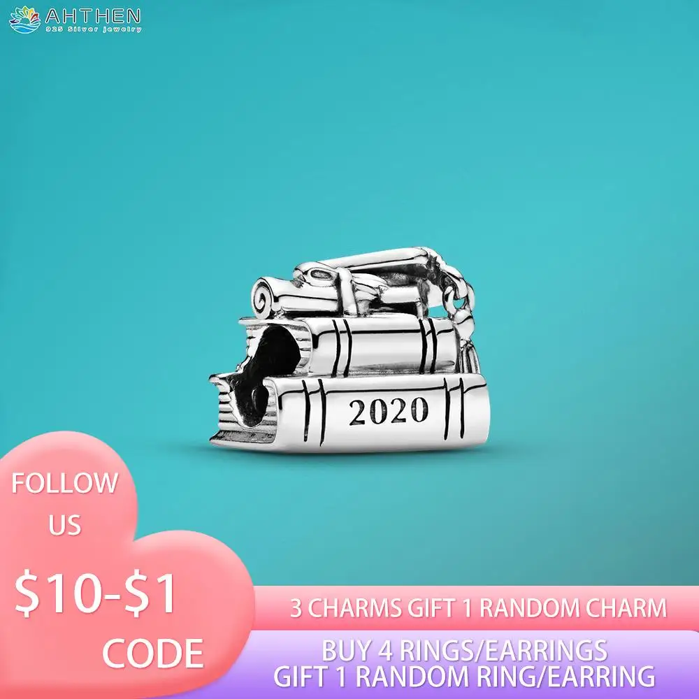 

Ahthen 925 Sterling Silver Beads 2021 Graduation Books Charms fit Original Pandora Bracelets Women Jewelry Making Birthday Gift