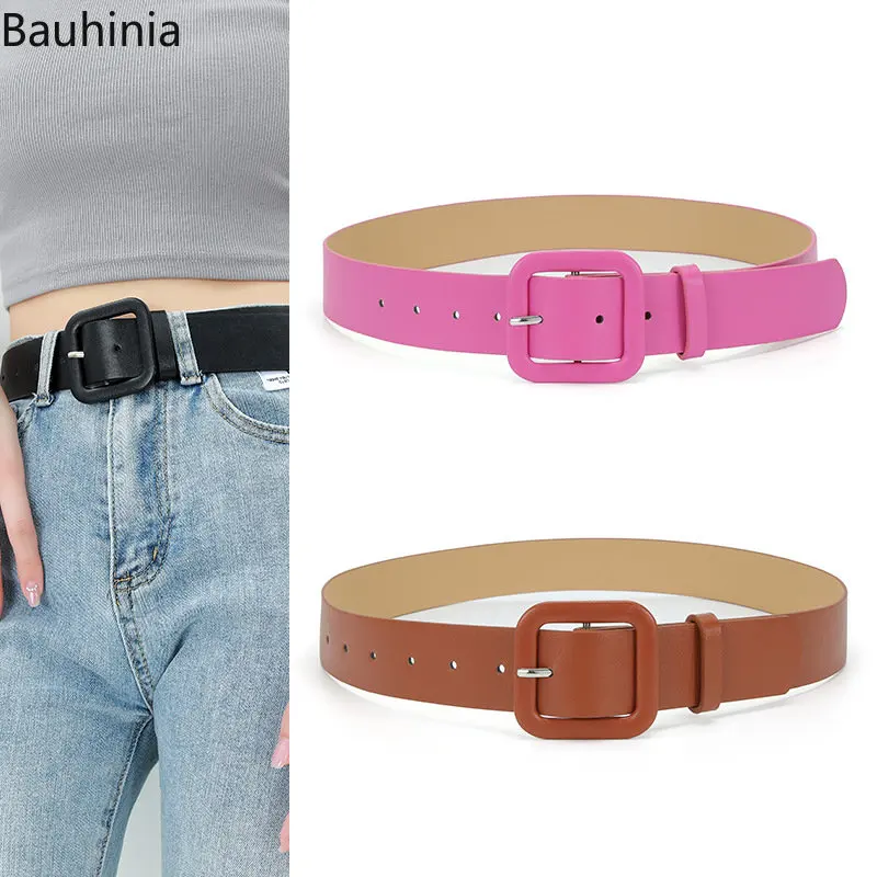 2023 Fashion Women Belts PU Leather Square Pin Buckle Belts Girls Dress Jean Pants Waistband Belts