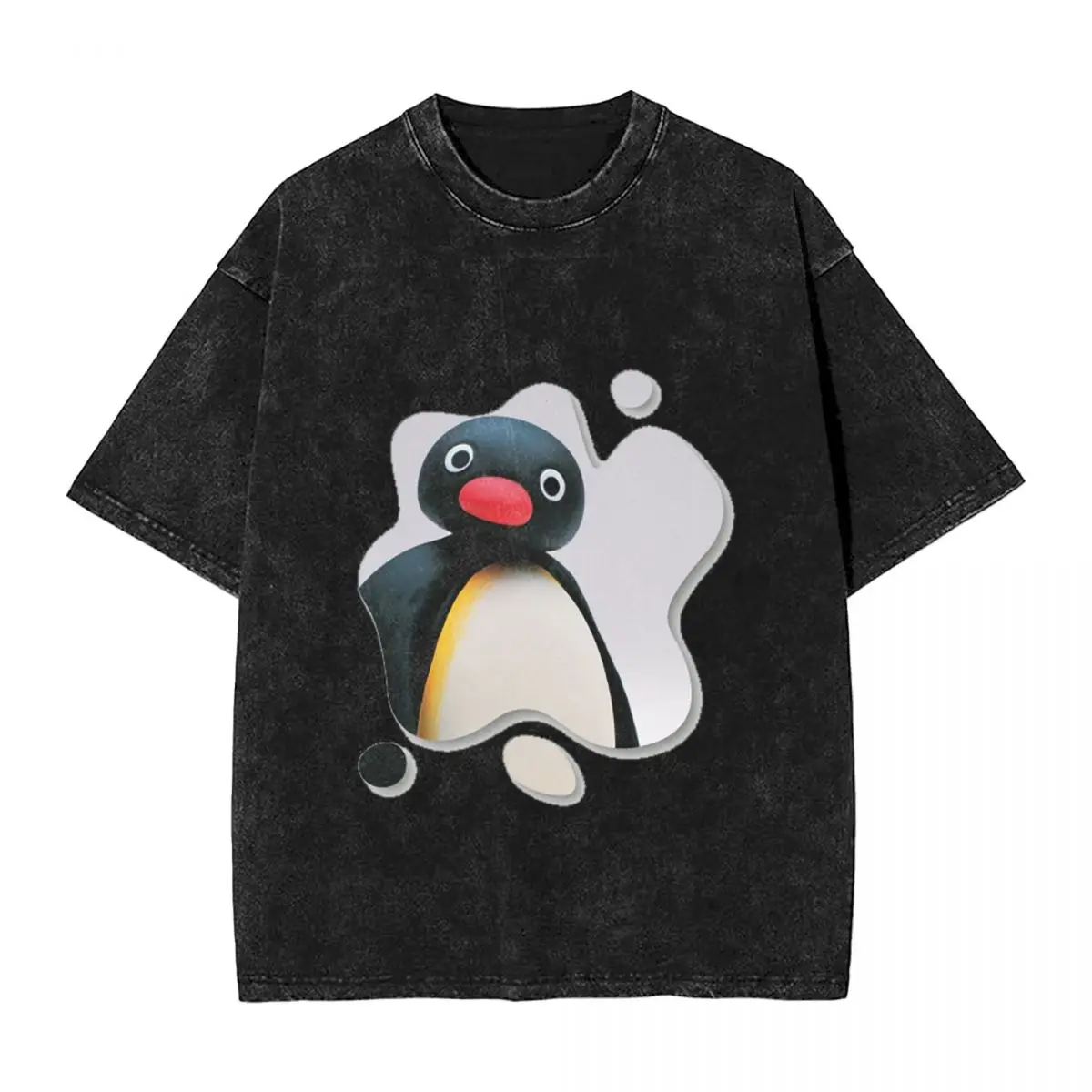 Фото Футболки с короткими рукавами Pingu Pinga Penguin Tv Hip Hop, топы с эффектом потертости, уличная одежда, футболки с принтом для мужчин и женщин №4
