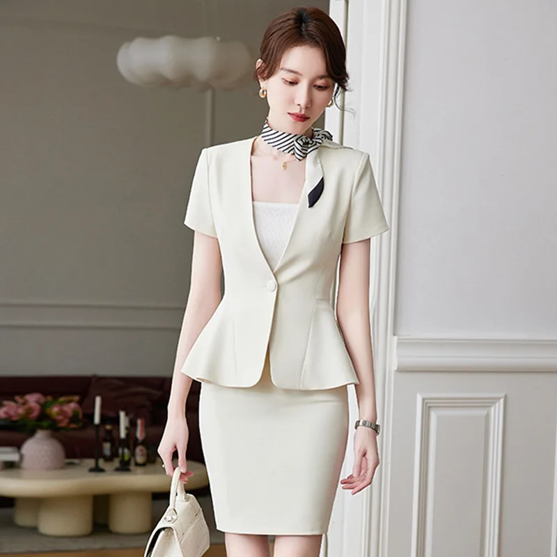 

Suit Women's Business Clothing Summer New Goddess Temperament Jewelry Store Hotel Front Stage Work Wear Clothes Suit Tooling