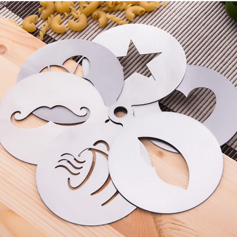 

Stainless Steel Coffee Cakes Garland Mold Thick Cafe Foam Spray Tools Coffee Stencil Coffee Decor Coffee Accessories Shaker Die