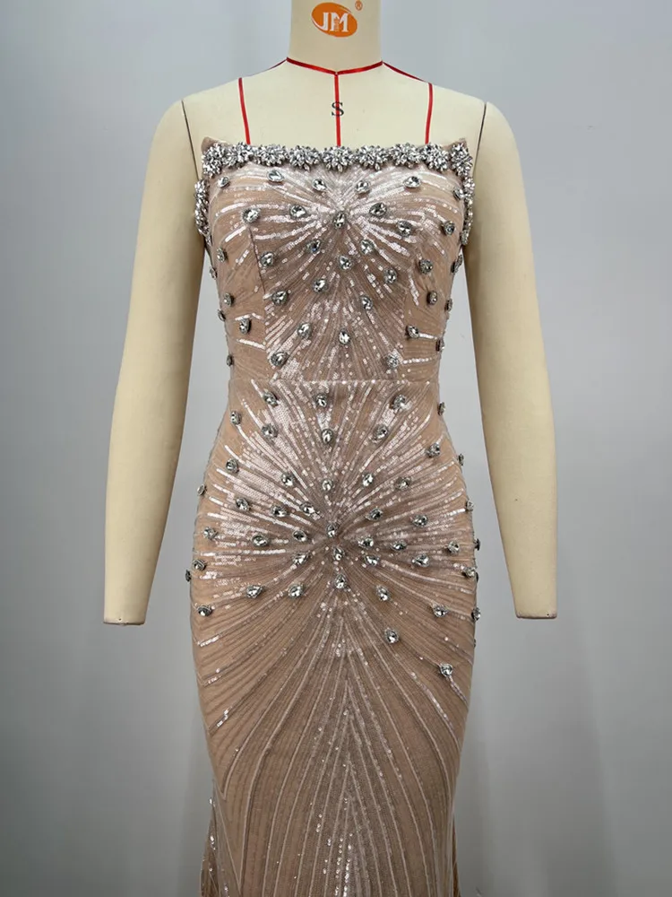 Женское сексуальное платье знаменитостей без бретелек с блестками и