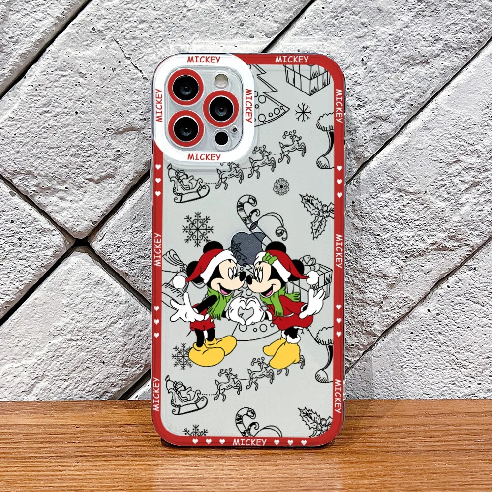 Christmas Mickey Minnie Phone Case for Samsung Galaxy A71 A55 A54 A53 A52 A51 A34 A33 A32 A23 A14 A13 A12 A06 4G 5G Clear Cover