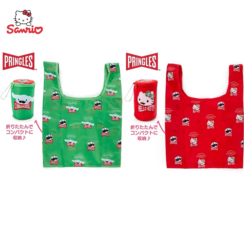 

Kawaii Sanrio Hello Kittys Cinnamoroll Anime Cartoon Cute Eco Bag Potato Chip Storage Bag Creative Handbag Foldable Carry-On Bag