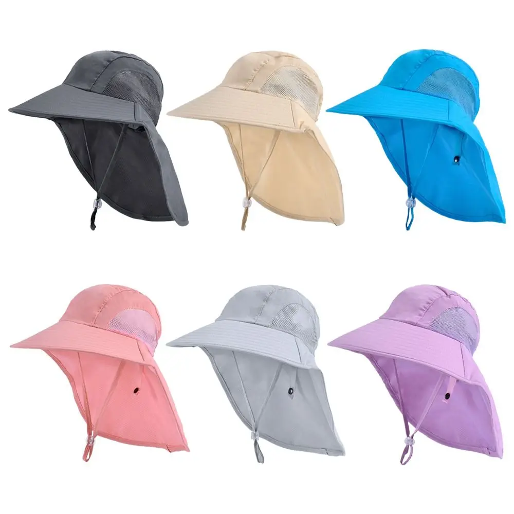 Children Summer Bucket Hats UV Protection Outdoor Beach Sun Hat Boy Girl Flap Cap Adjustable Wide Brim Cap Sunscreen Hat