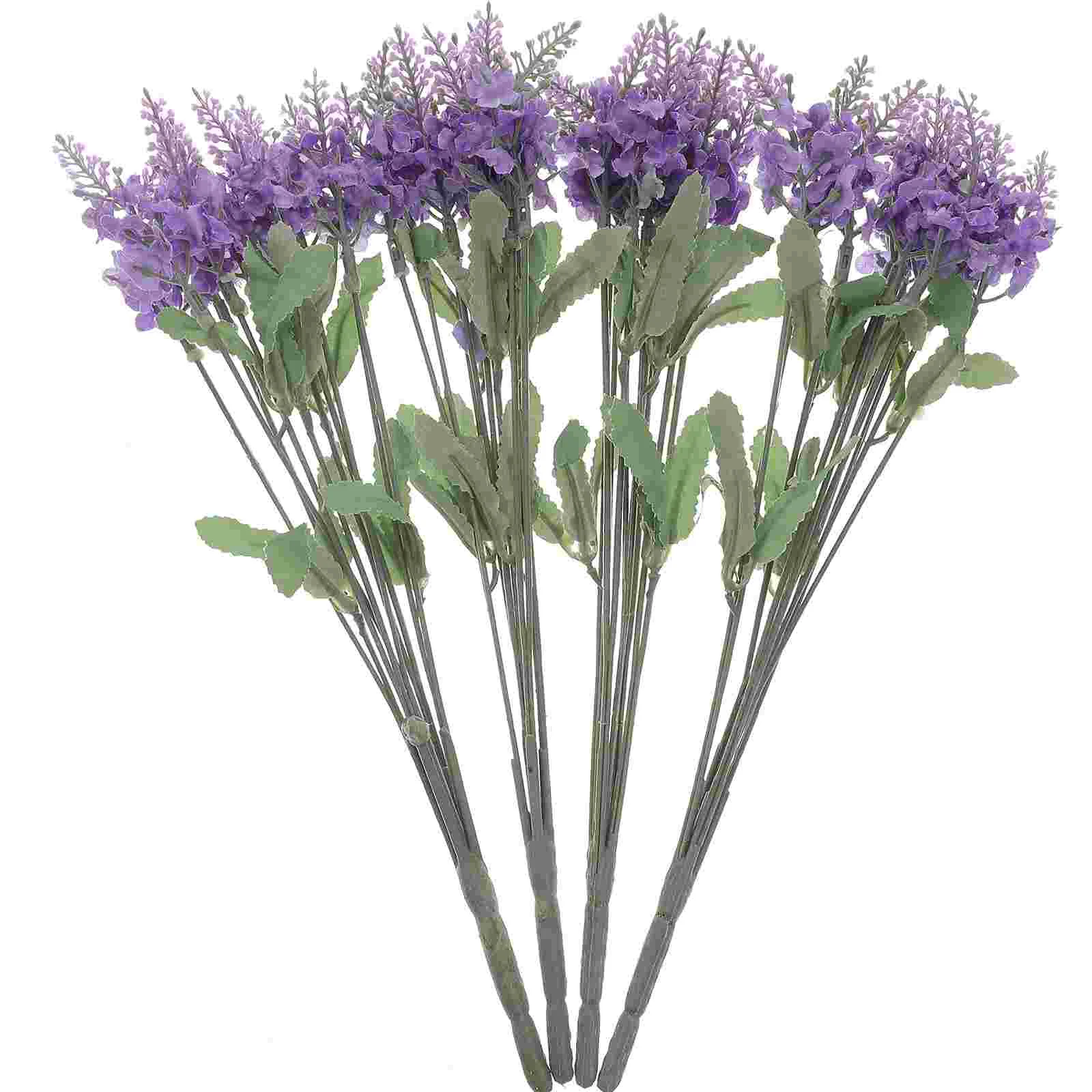 

4 Pcs Lavender Bouquet Fake Plants Faux Outdoor Plantsations Tables Outdoor Home Vase Simulated Decorate False Ornament