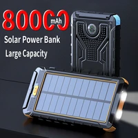 80000mah solar waterproof power bank fast charging led light portable phone charger external battery for xiaomi iphone
