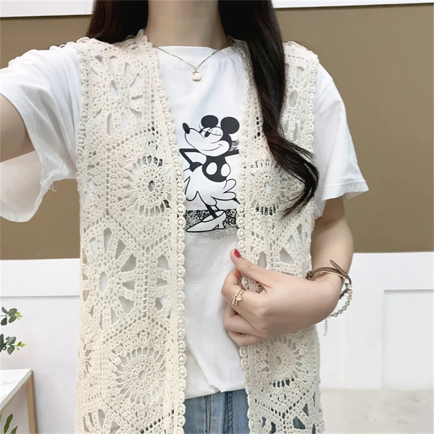 Женский ажурный жилет в стиле бохо повседневный богемном ретро с цветочным