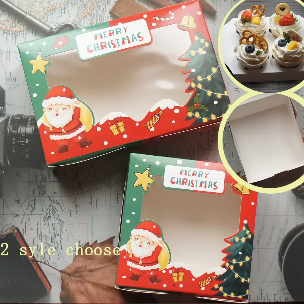 Красная рождественская елка коробка для кексов дизайн 10 шт. испечь Упаковочная
