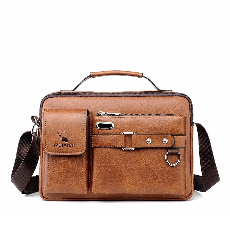 

WEIXIER Fashion Men's Shoulder Bag Portable PU Leather Handbag Business Briefcase Travel Man Crossbody Bags Brand Qualit Men Bag