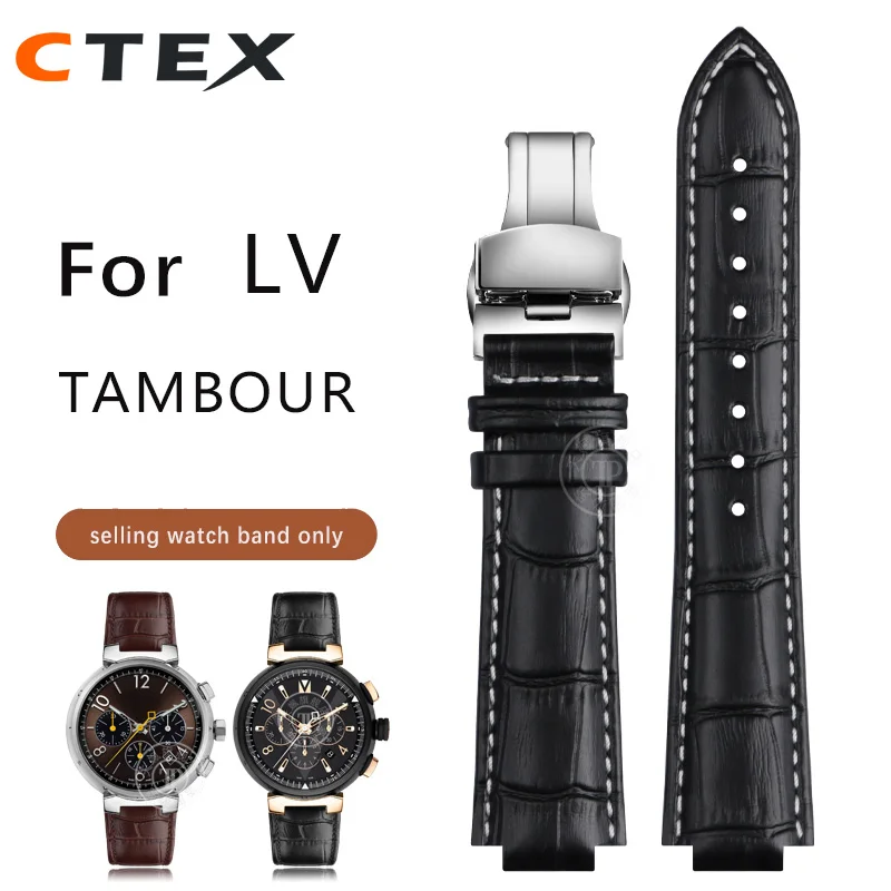 

Genuine Leather WatchStrap For LV Watch Raised Mouth for Louis Vuitton Tambour Series Q1121 Men Women Q114k Dedicated Watchband