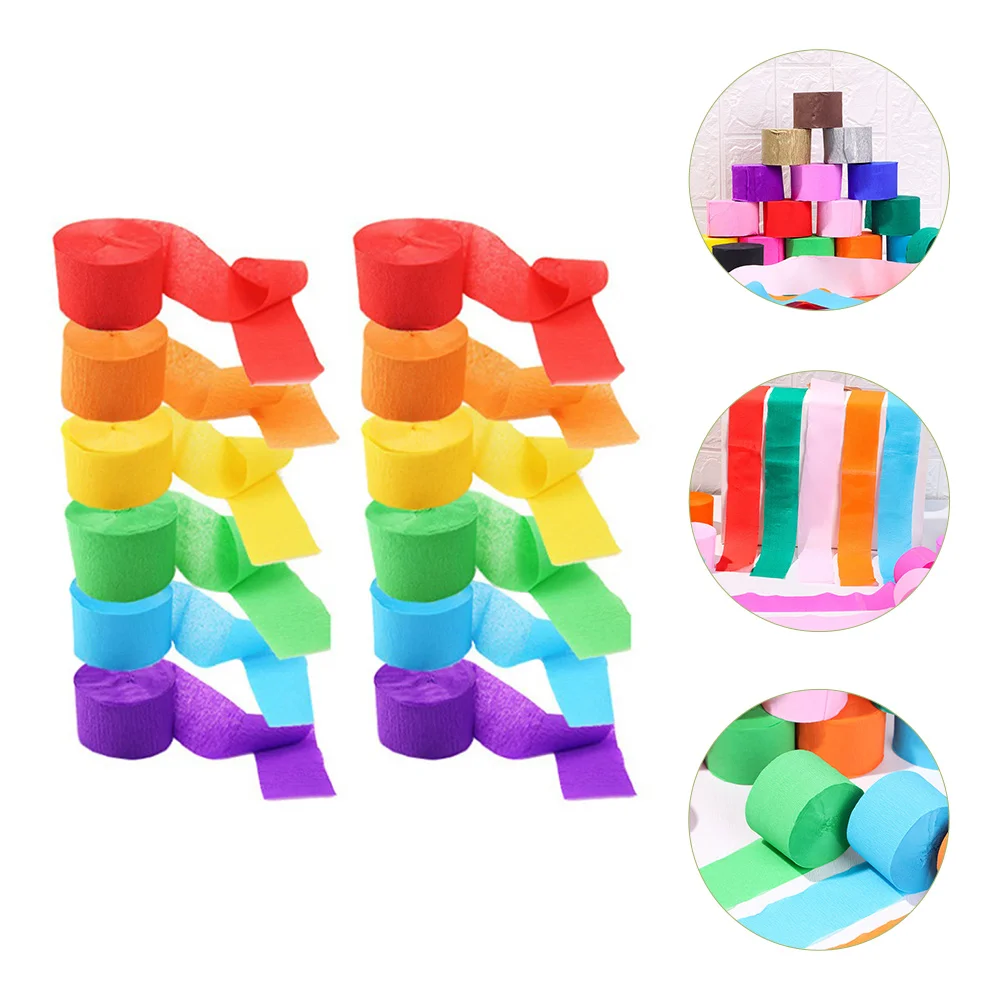 

12pcs Crepe Paper Streamers Colored Paper Streamer Birthday Wedding Decorations