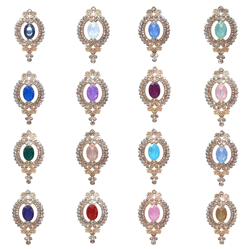 

1Pc Exquisite 27*48mm 5pcs Alloy Rhinestone Buttons Wedding Decoration Diy Flat Back Clothing Scrapbook Craft Supplies