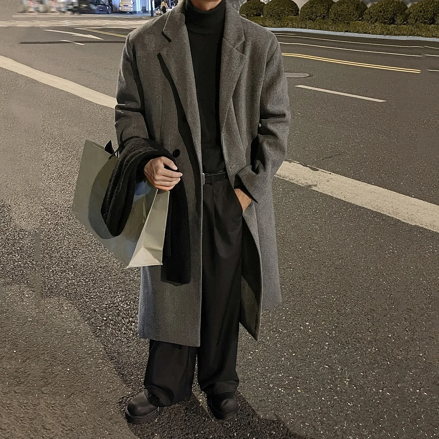 Длинное шерстяное пальто до колен в британском стиле весна-осень модная куртка