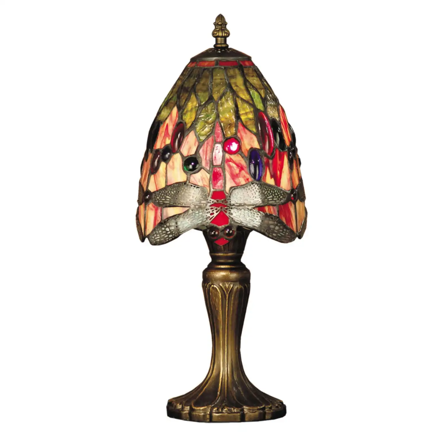 

Tiffany 15" 1-Light Table Lamp, Brown/Red/White