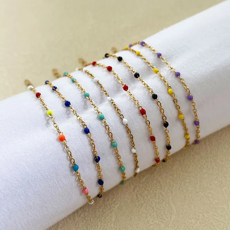 Модный стильный женский эмалированный браслет в богемном стиле с цепочкой из