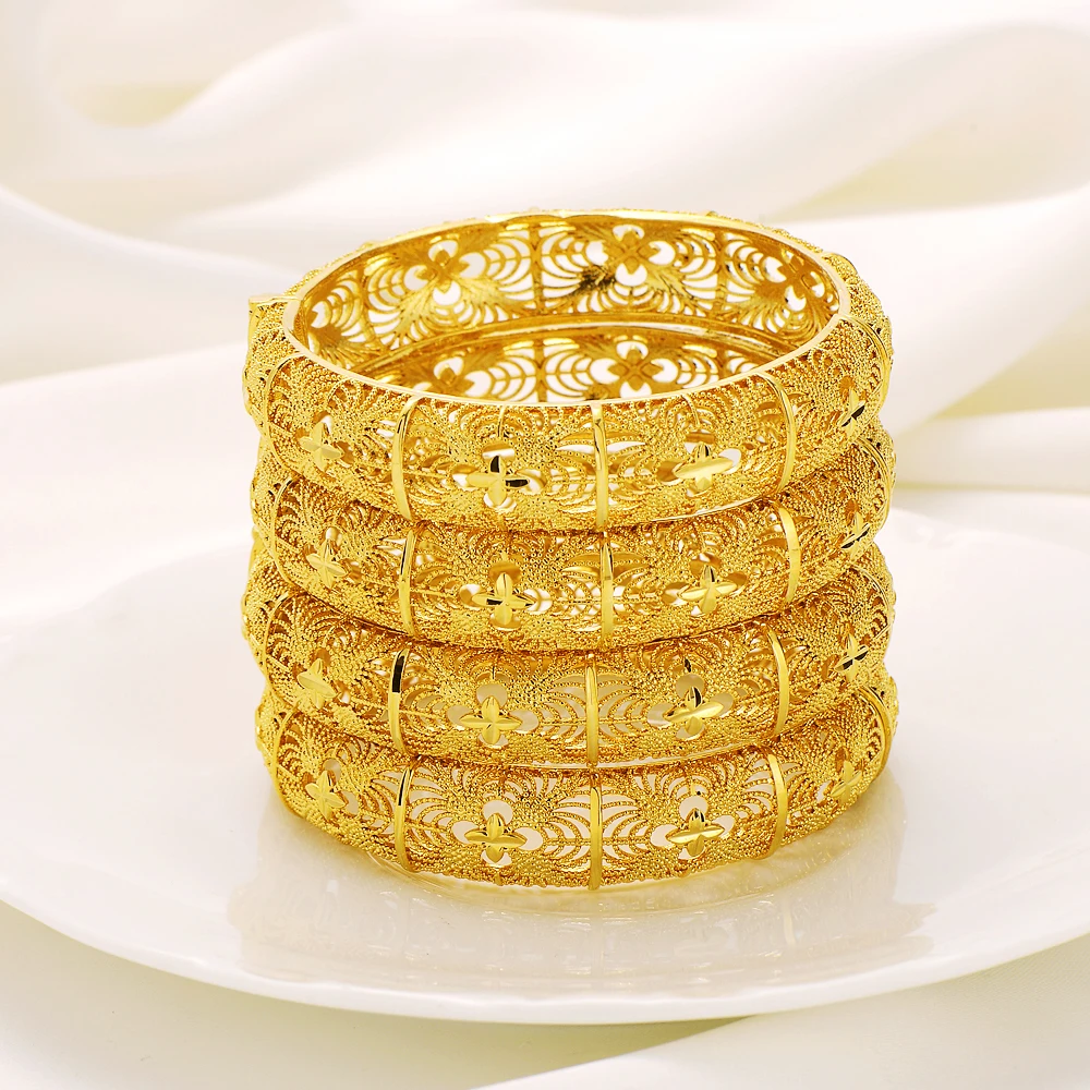 

65MM New Fashion Gold Color Wedding Bangle For Women Bride CanOpen Bracelets Indian/Ethiopian/france/African/Dubai Jewelry gifts