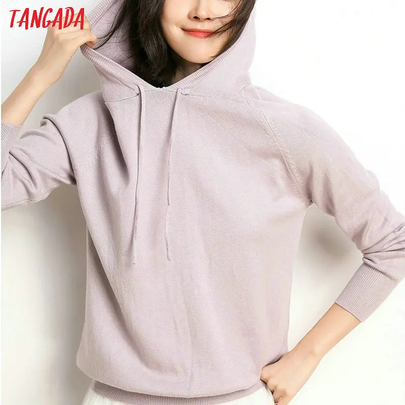 Tangada вязаная толстовка с капюшоном свитер джемпер теплый свитшот теплая желтая