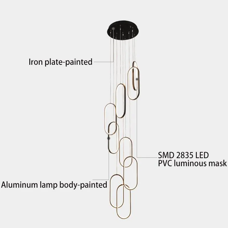 

Pendant Light Modern Minimalist Duplex Hall Nordic Living Room Lamp Villa Spiral Staircase Long Hanging Lights
