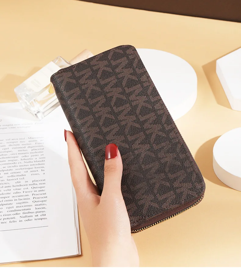 

JVK womens wallet luxury designer bag mens wallet clutch purse Two zippers design handbag Large capacity phone bag