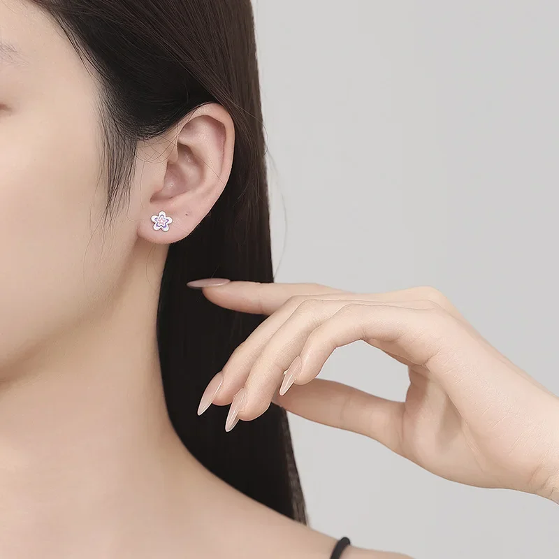 SOFTPIG настоящее серебро 925 пробы со звездой и цветком серьги-винты для женщин