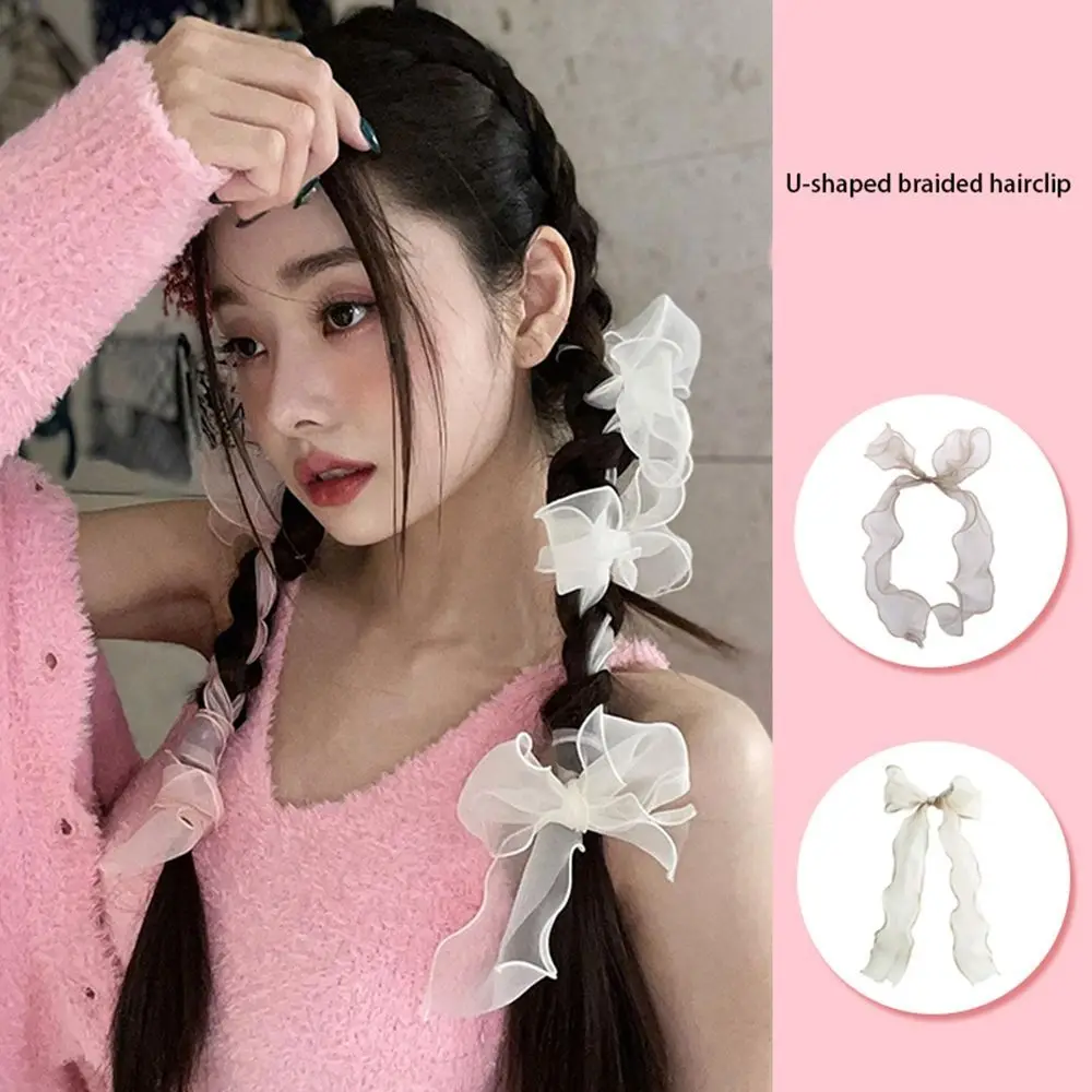 

Korean Style Bow Headband Women Girl Lace Ribbon Braided Hair Band Sweet and Cool Wild Hair Clip Hair Styling Accessories