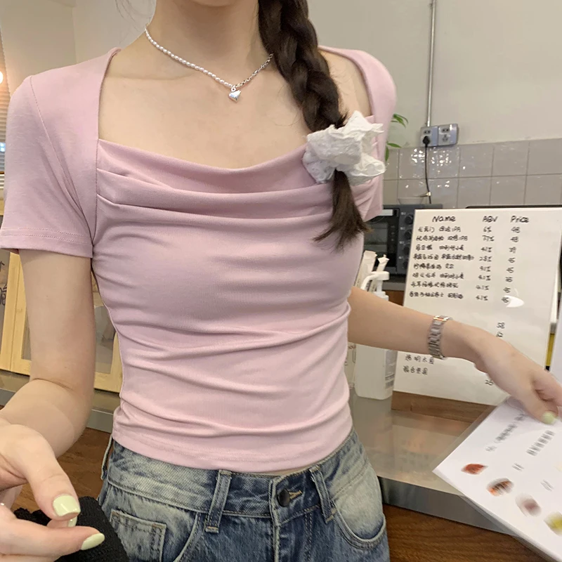 Сексуальные короткие топы Sheathy с квадратным вырезом новинка 2024 модная летняя