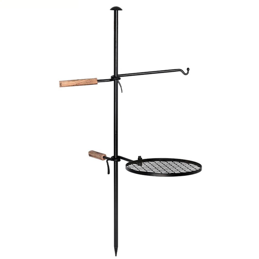 

1pc Cast Iron Swivel Campfire Cooking Grill Grate Over Fire-Pit BBQ Stand Pot Rack Rotate 360 Horizontally Campfire Grill Stand