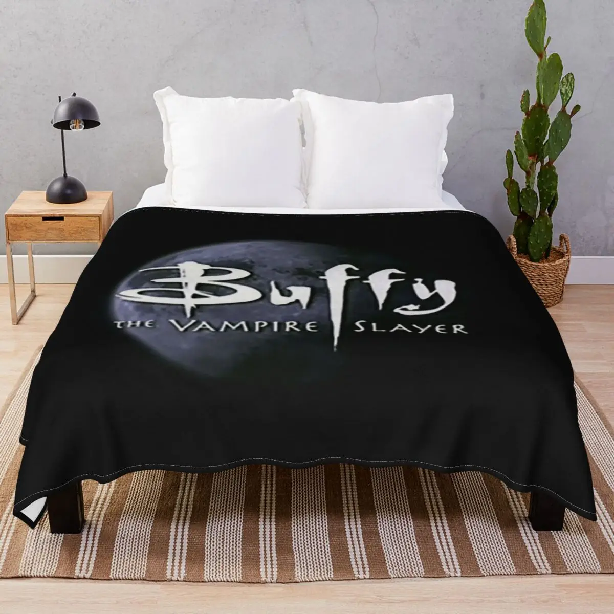 Buffy Blanket Flannel Print Warm Throw Blankets for Bed Home Couch Travel Office