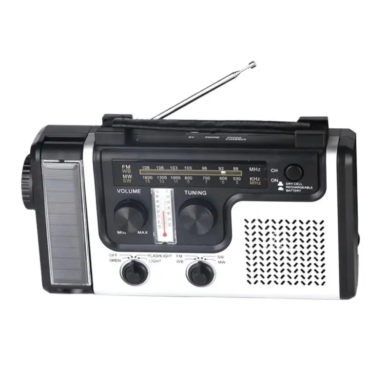 

Аварийная Погодная радиостанция на солнечной батарее, 1200 мАч, ручной перезаряжаемый Электрический радиоприемник с питанием от солнца, свет...
