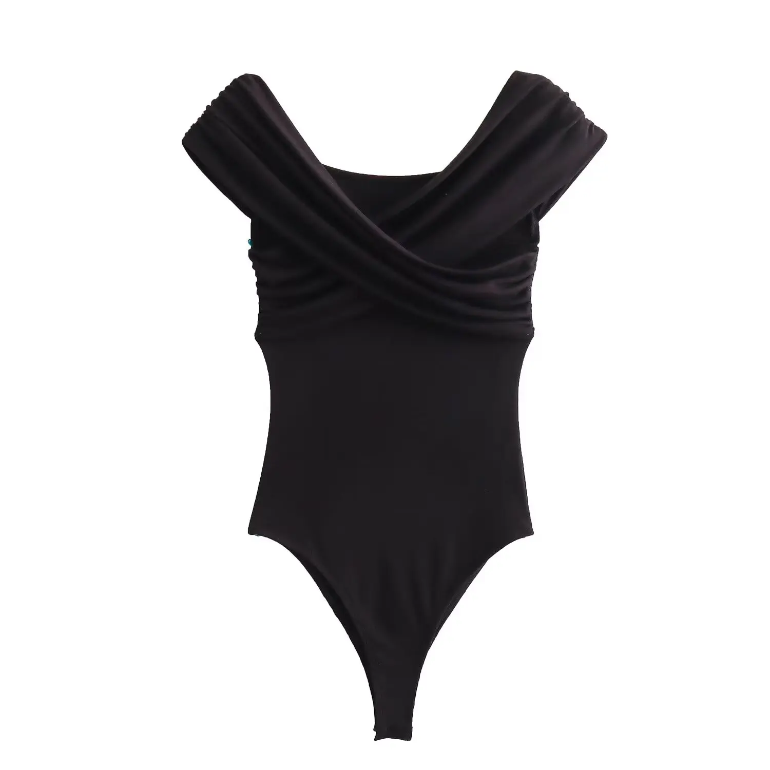 TRAF черное боди с открытыми плечами для женщин нижнее белье со рюшами сексуальное