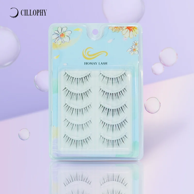 

5 Pair Manga Lashes Extensions Eye Makeup Accessories Natural Wispy Fairy Cross False Eyelashes Fairy Little Devil Cosplay