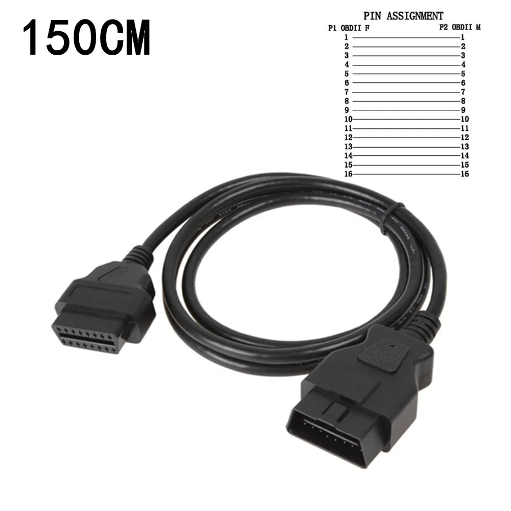 

Штекер-гнездо 16-контактный OBD OBD2 автомобильный диагностический кабель для ELM327 OBDII 16-контактный кабель 1,5 м 150 см 30 см удлинитель