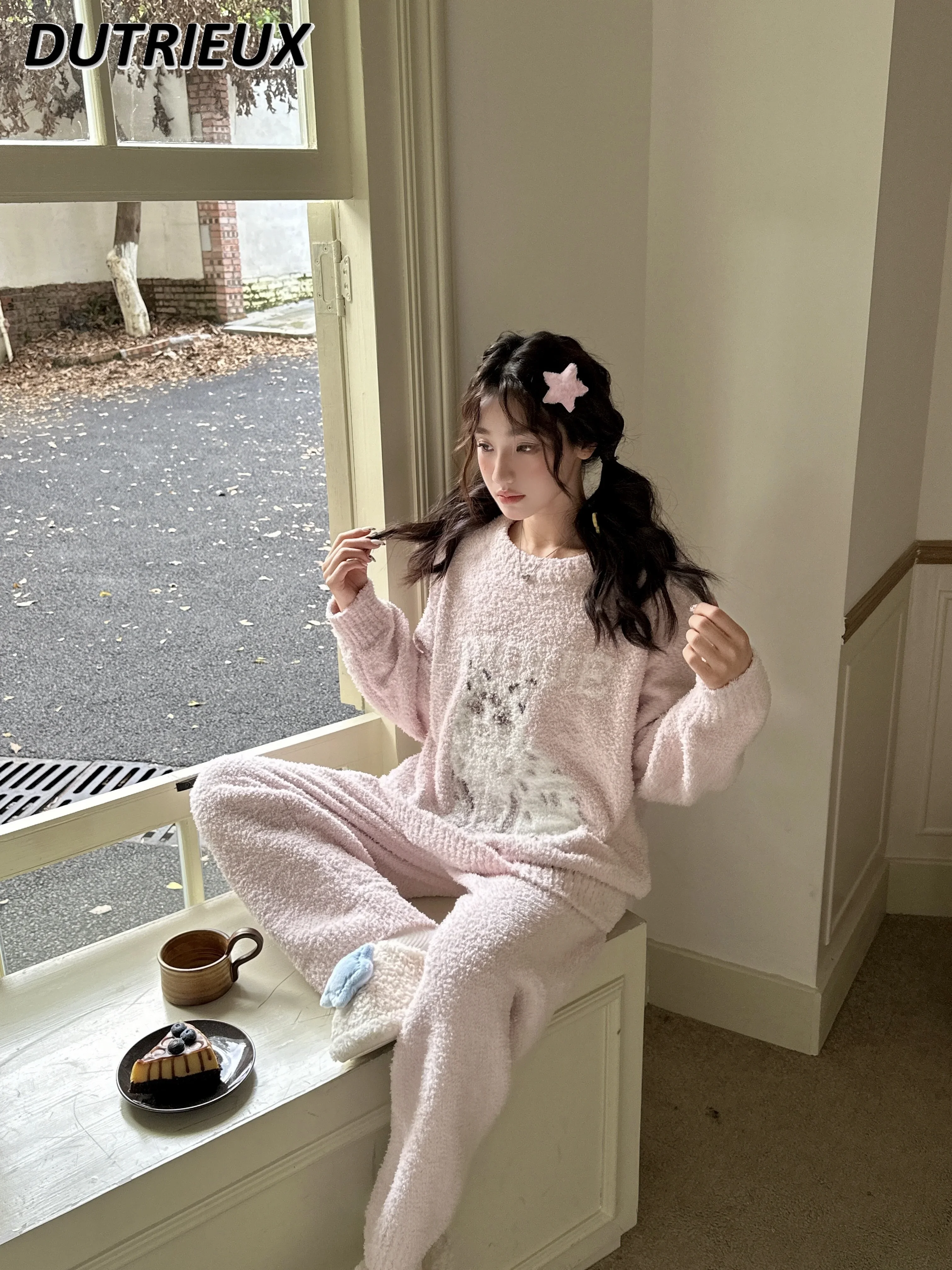 Японский мягкий осенне-зимний новый милый утолщенный теплый пижамный комплект с