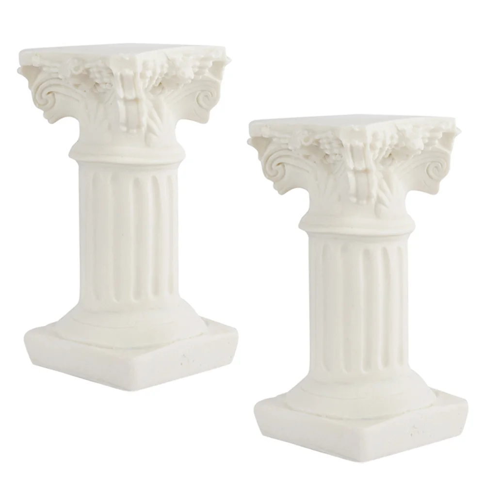

2 Pcs Mini Style Nordic Decor Roman Column Model Sculpture Roman Pillar Garden Statue Resin Decorative Roman Pillar