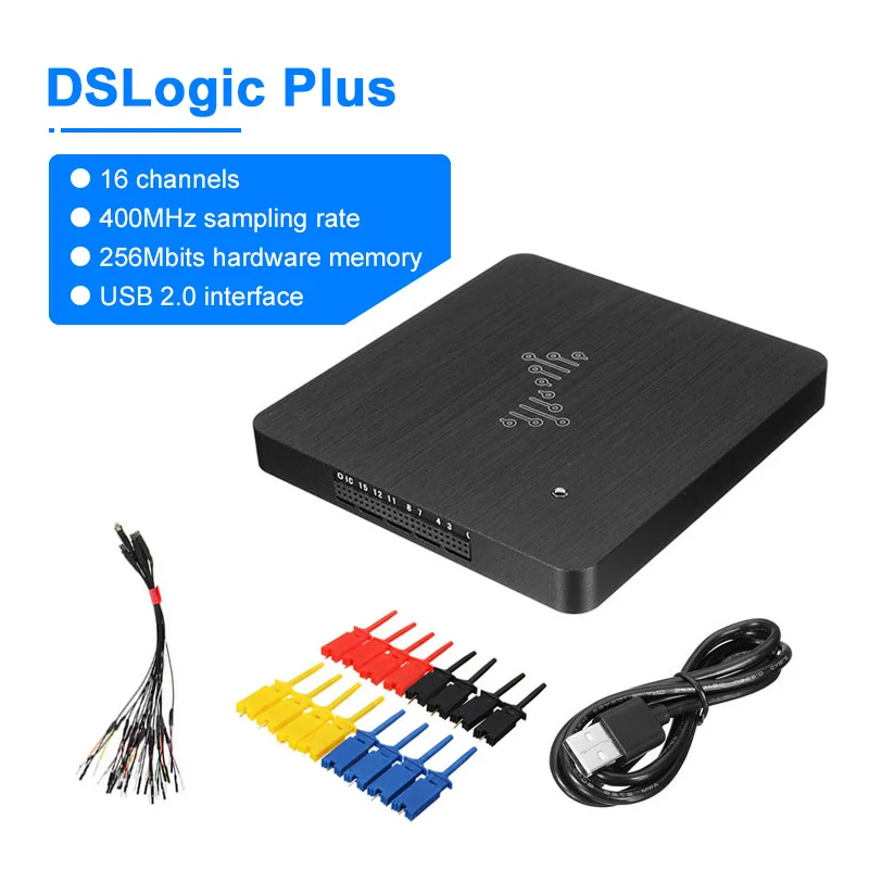 Фото Логический анализатор DSLogic Plus 16CH с USB 2.0, частотой дискретизации 400 МГц, 256 Мбит памяти, комплект для отладки аппаратного обеспечения №2