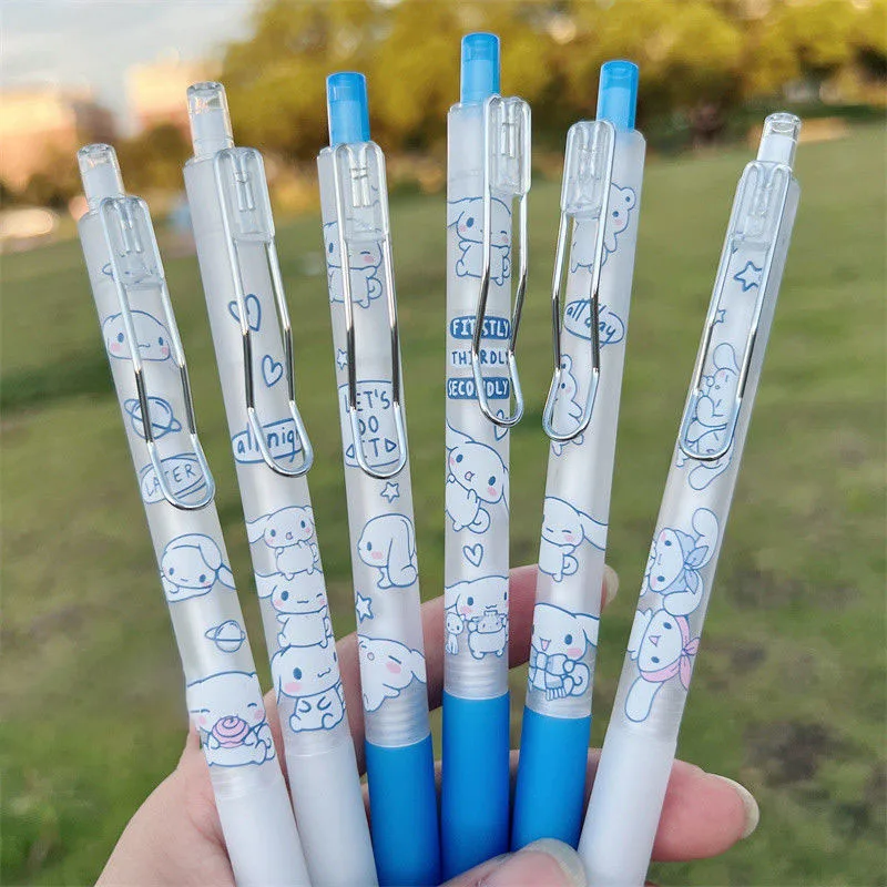 

12Pcs/bag Sanrio Gel Pen Kuromi My Melody Cinnamoroll Kawaii Push Gel Pen School Office Supplies Stationery Gift 0.38mm