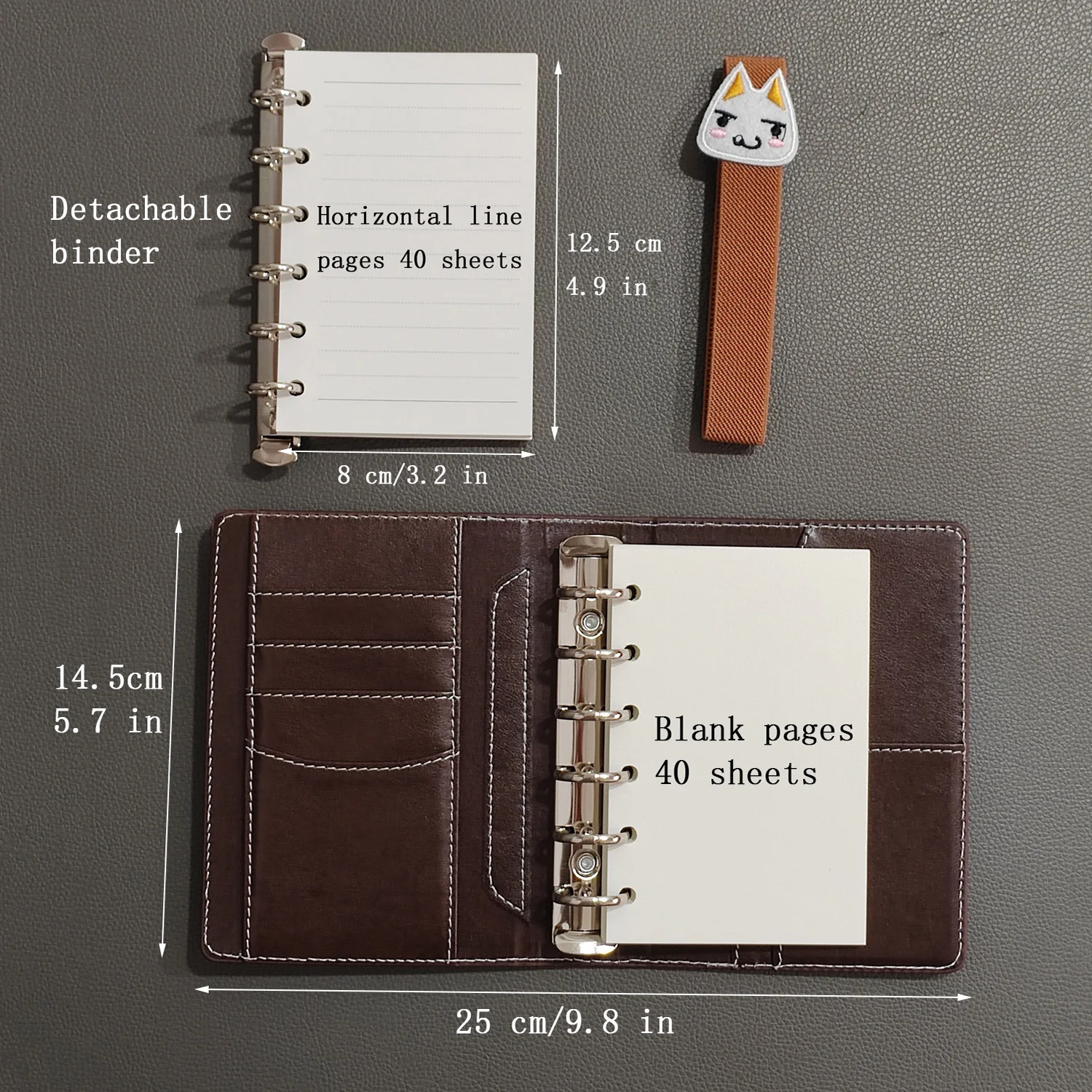 

Блокнот А7, 2 переплета, съемные листы, темно-коричневый