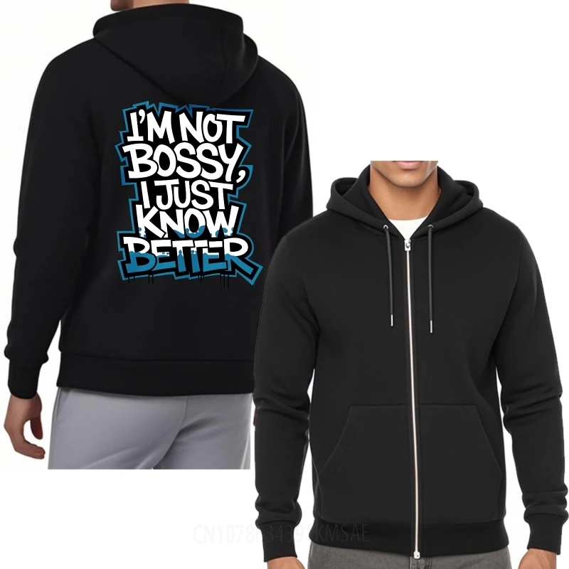 Фото Уличная одежда Мужские весенние толстовки I'm Not Bossy I Just Know Better Уличная толстовка с капюшоном Мужская минималистичная осень №1
