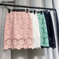 flower lace skirt womens summer new korean fashion high waist slim young ladies hip skirt a line pink white green mini skirt