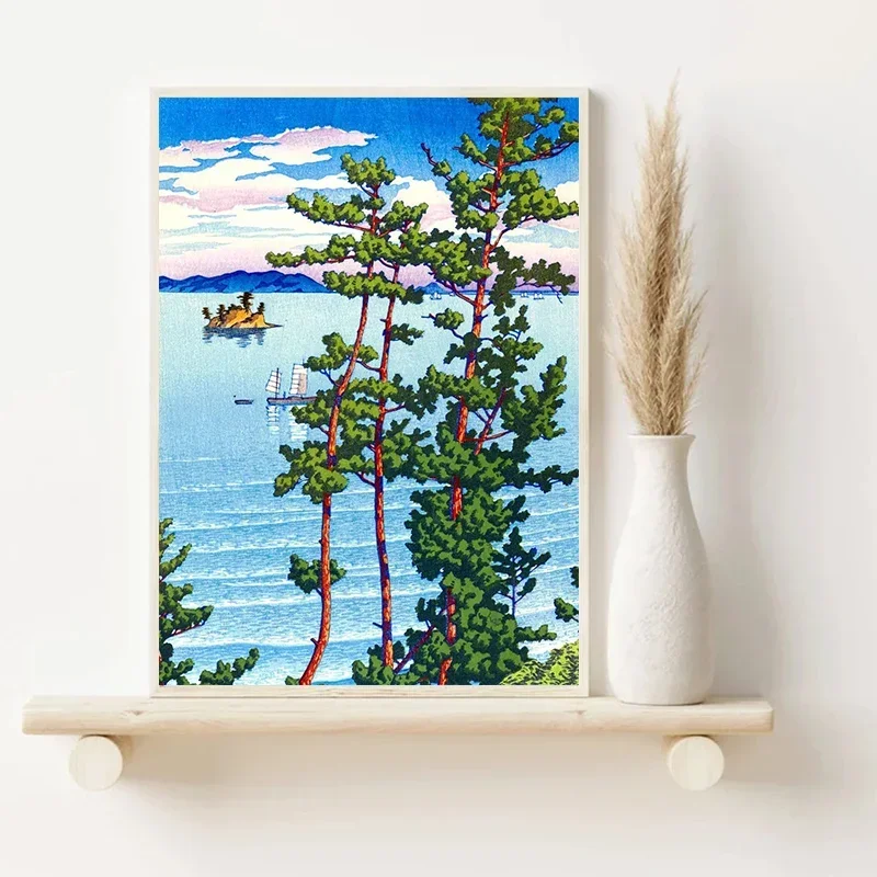 Винтажный Японский пейзаж Hasui Kawase Nishi Park Fukuoka картина на стену для гостиной