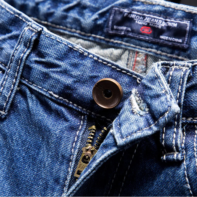 Men's Denim Pants Fashion Loose Wide Leg Jeans Casual Streetwear Printed Cross Trousers Pure Cotton Pants Baggy Men Jeans