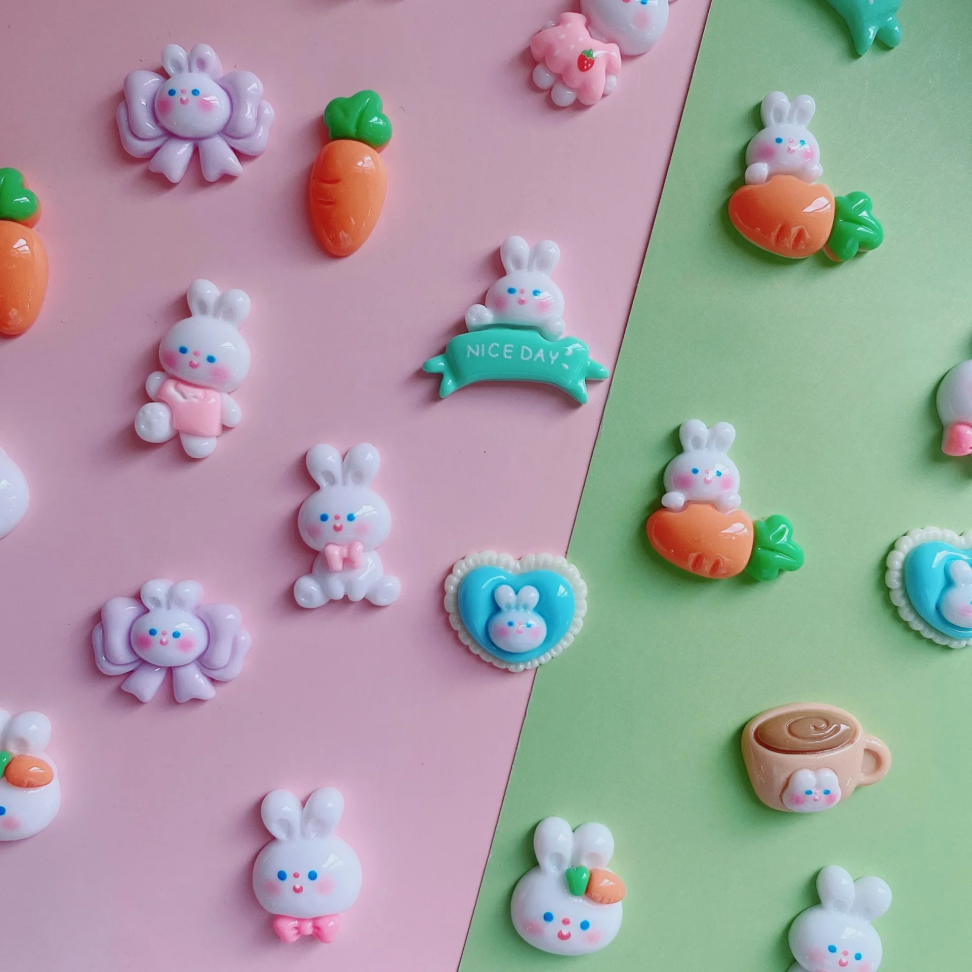 100 шт. блестящий галстук-бабочка с рисунком кролика милый кремовый клей сделай